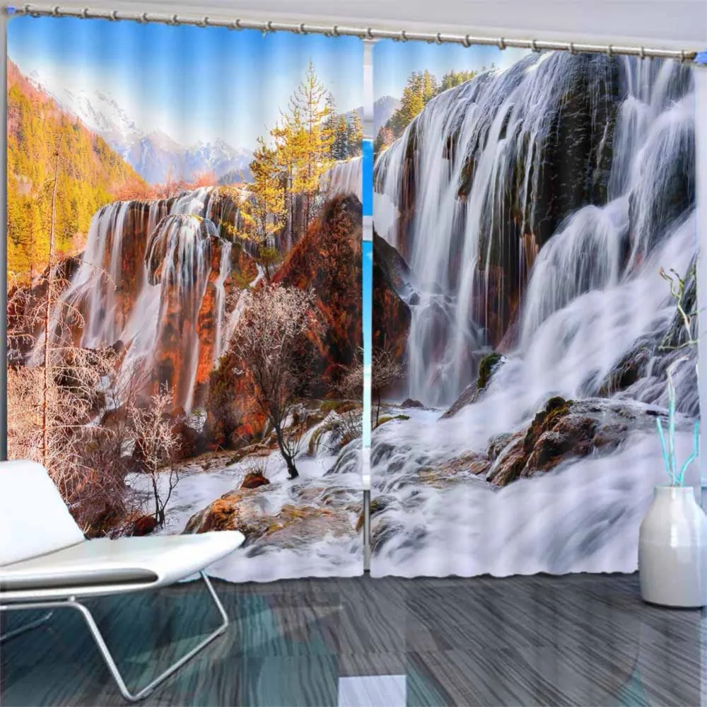 Индивидуальные rideaux pour le salon лес Водопад Кухня затемненные оконные шторы 3D