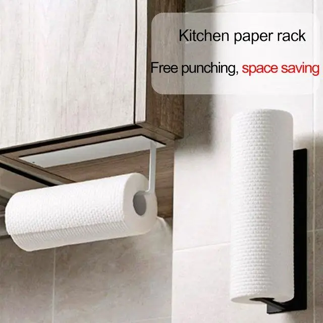 kitchen paper towel hanger roll non perforated wall mounted rack oil absorption preservative film | Дом и сад