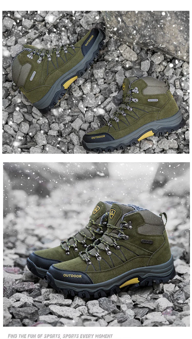 Super Warm Men Snow Boots High Quality Suede Leather Men Plush Winter Boots Outdoor Men Shoes Ankle Snow Boots Winter Men Shoes