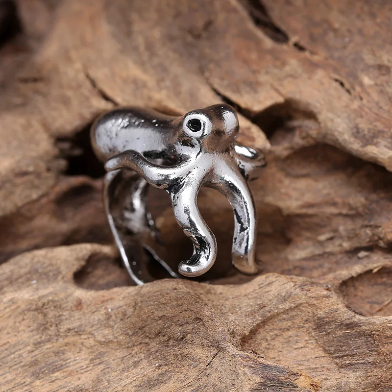 

Personality Vintage Octopus Ring for Men Women Open Finger Ring Punk Cool Unisex Jewelry Retro Accessories