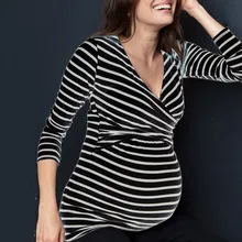 Одежда для беременных кормящих v-образным вырезом с длинными рукавами оборками полосатая блуза с принтом топы реквизит для фотосъемки Zwangerschaps Kleding плюс размер