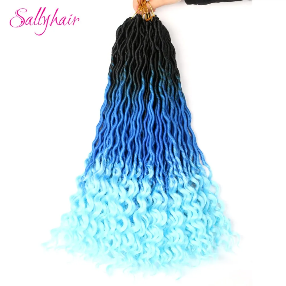 Sallyhair Curly Faux locs Synthetic Crochet Braids Hair extensions Ombre Braiding Hair Extension (17)