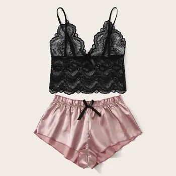 

Women Pajamas Two Piece Sets Sexy Bras Ladies Sexy Lace Comfortable Polyester Sleepwear Underwear Tops Briefs Sets Lenceria #p5