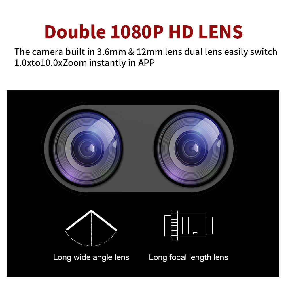 5MP IP Camera Dual Lens Binocular Wireless WiFi Camera 12X Zoom 1080P 3MP CCTV Surveillance Security AI Human Detect tracking