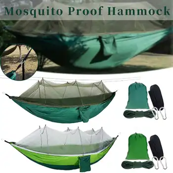 

Portable Mosquito Net Camping Hammock Outdoor Garden Travel Swing Parachute 210T Nylon Fabric Hang Bed Hammock 2Person 260*140cm