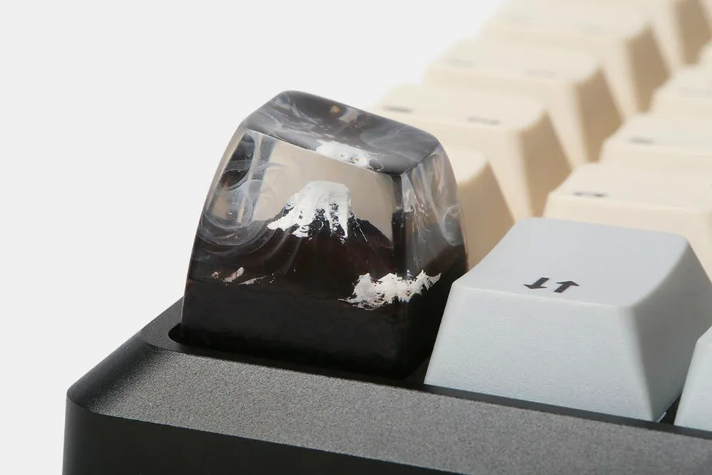 Handmade Mount Fuji Wood & Resin Artisan Keycap SA Micro Landscape Key Cap For Cherry MX Mechanical Keyboard
