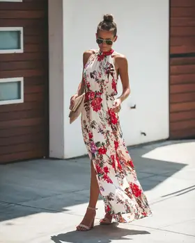 

2020 Printing Sleeveless Will Pendulum Dress Woman Summer Big Swing Beach Dresses Female Summer Sleeveless Dress