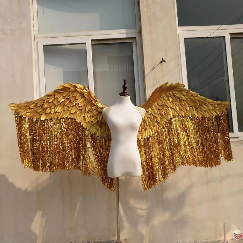 

Big size Beautiful silver Angel feather wings Fashion show photo shooting props gold wings Model catwalk stage show costume