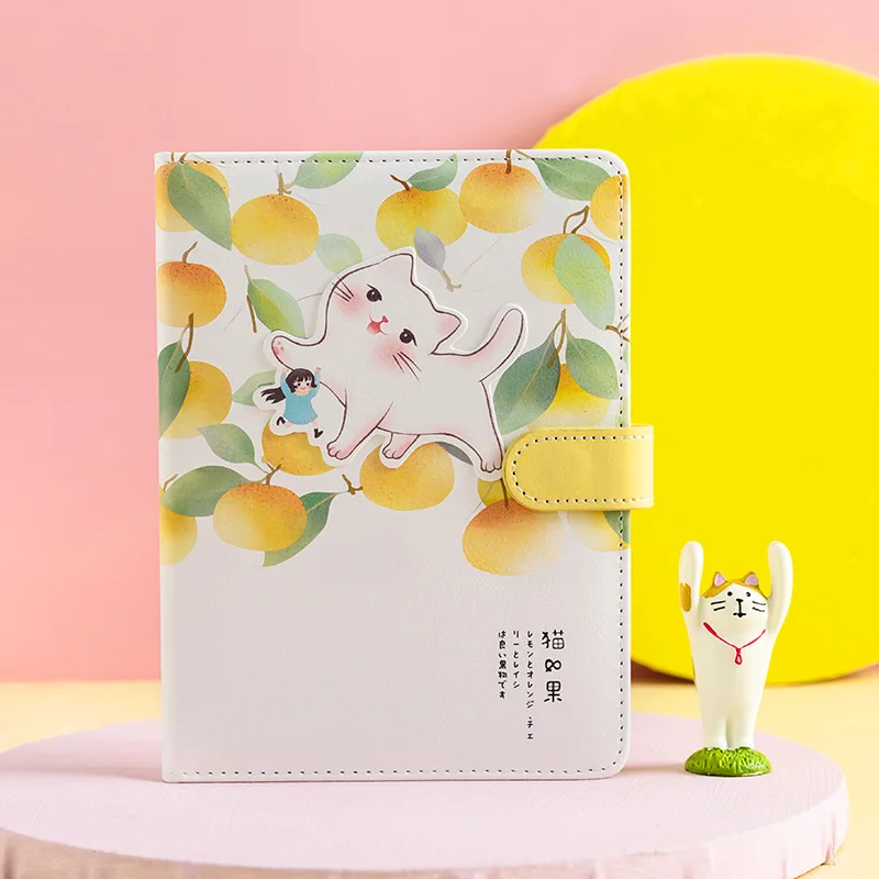 

Cute Stereo Cat PU Leather Cover Magnetic Snap This Multi-Specification Color Page Fruity Students Laptop PDA This 32k