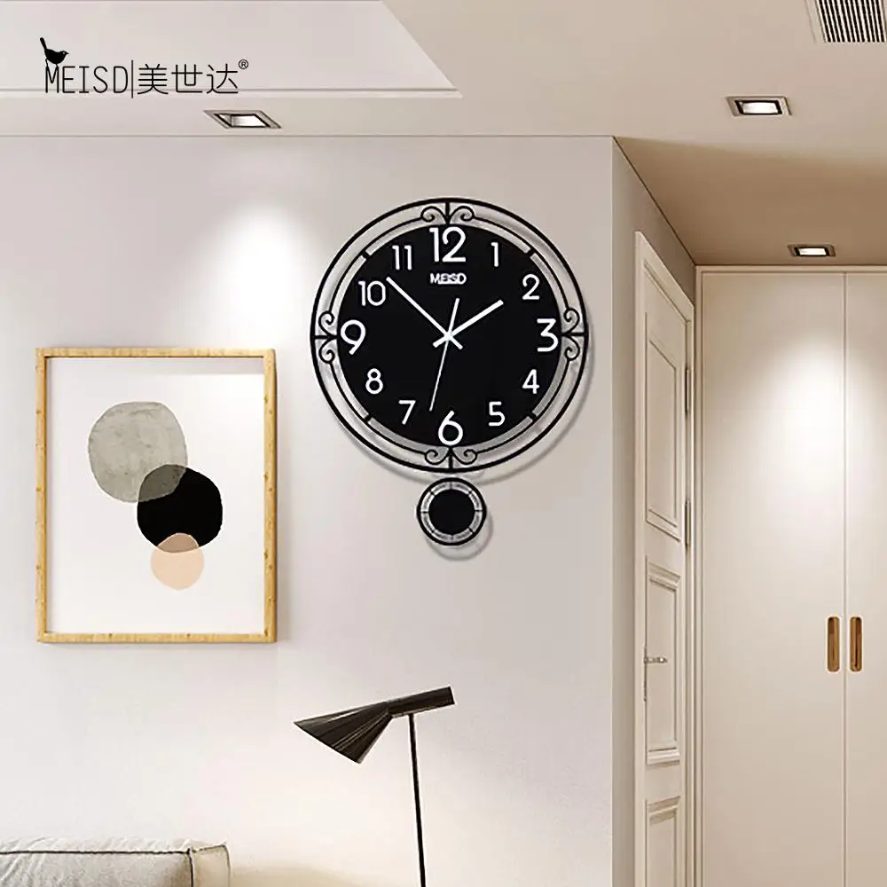 Quartz Pendulum-Clockwork Pendulum Clockwork Silent Noiseless clockwise Silver Black 
