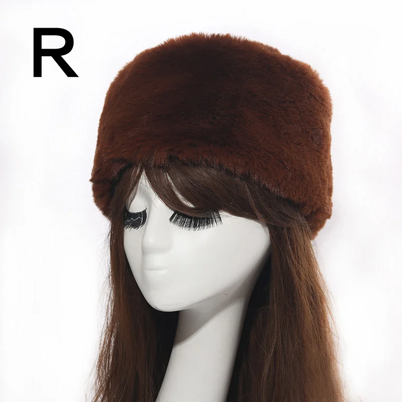 R Women Hats Lady Russian Tick Fluffy Imitation Fox Fur Hat Headband Winter Earwarmer Ski Hat Female Hats For Autumn winter - Цвет: R