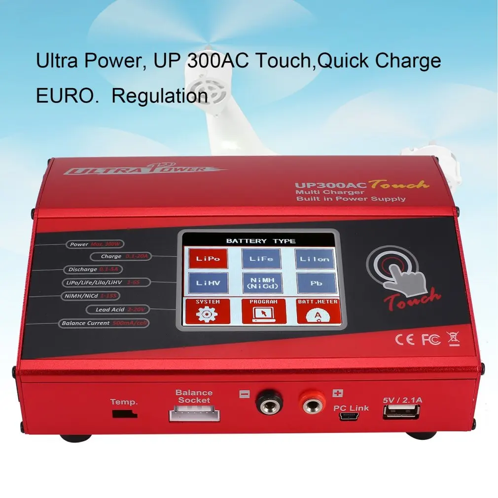 UP300AC Высокая мощность Touch 300 Вт 1-6S LiIo/LiPo/LiFe/LiHV/NiCd/NiMH Зарядное устройство для баланса аккумулятора Dis зарядное устройство для радиоуправляемого дрона ht