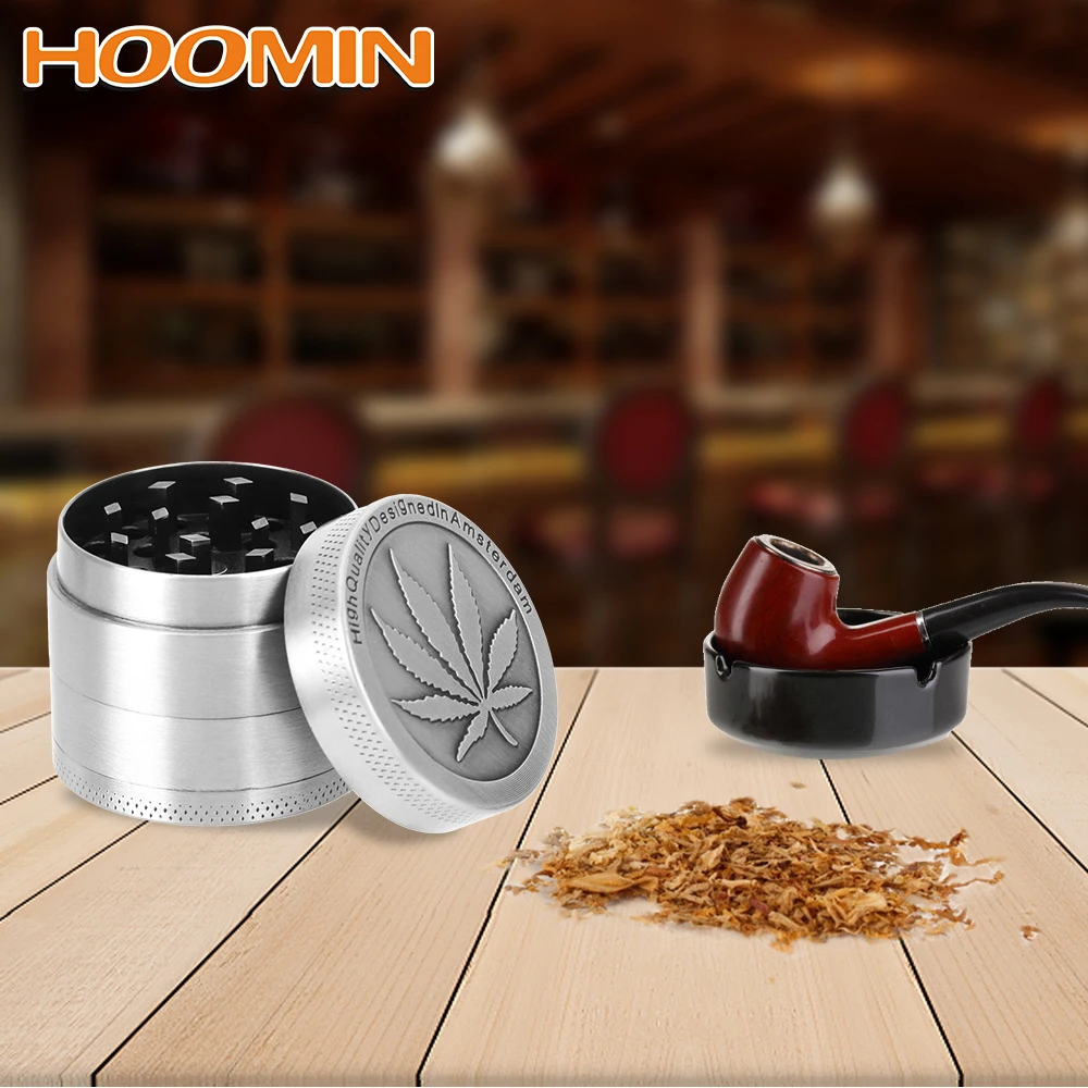 HOOMIN специй дробилка Красивая трава измельчитель табака и травы 4 слоя 40 мм металлический цинковый сплав курительная труба бытовой товар