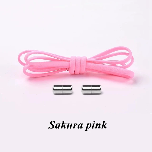 Semicircle No Tie Shoelaces Elastic Shoe laces Sneakers shoelace Metal Lock Lazy Laces for Kids and Adult One size fits all shoe Sakura Pink