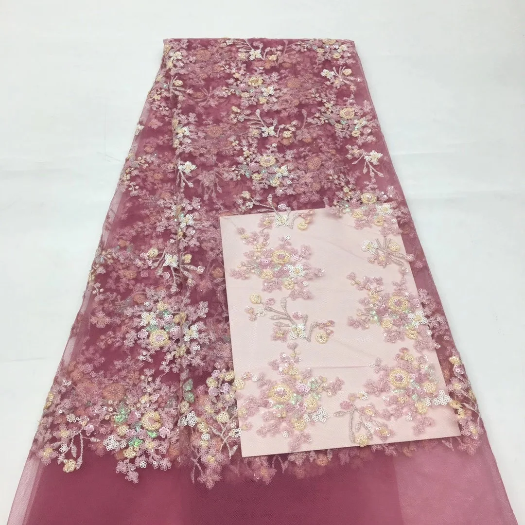 

French Sequin Lace Fabric High Quality African Tulle Lace Fabric Embroidered Nigeria Lace Fabric For 2021 Wedding XX43541