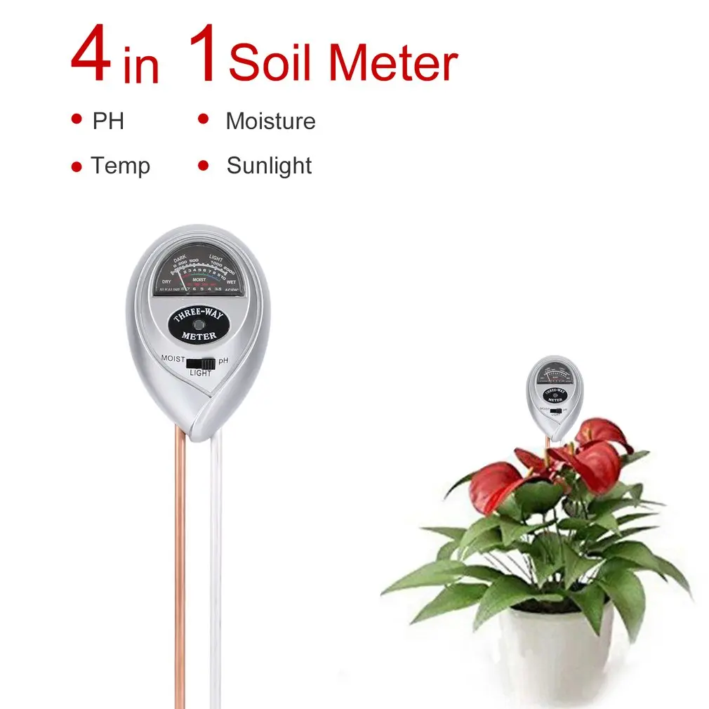 3 в 1 Почва гигрометр почвенный термометр прибор для измерения уровня Ph Измеритель влажности и солнечного света зонд мульти-функциональный Почва гигрометр