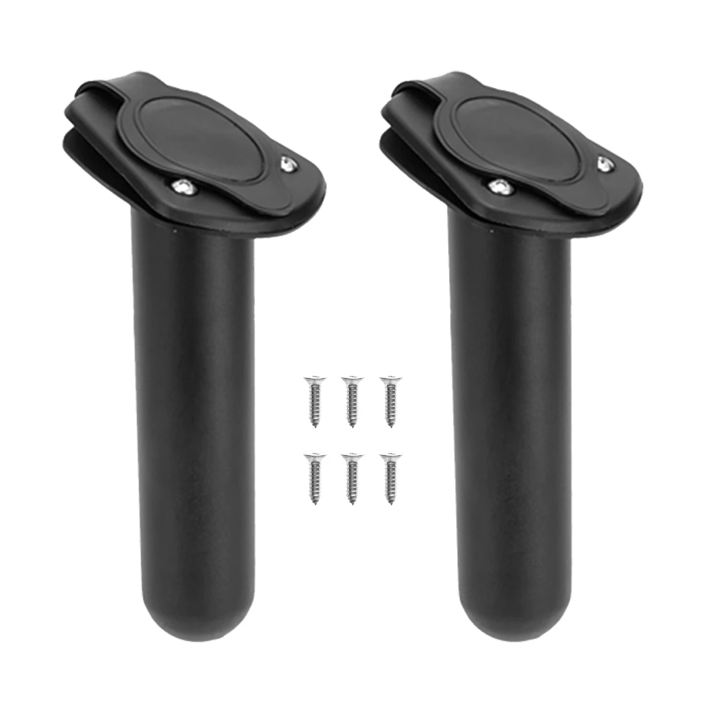 2x Kayak/Canoe Flush Mount Plastic Fishing Pole Rod Holder With Cap + Screws