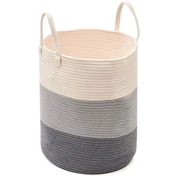 

Large Cotton Storage Basket Soft Laundry Basket Woven Cotton Storage Basket with Handle