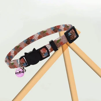 

Pet Supplies Cat Collar Colorful Bell Cat Face Breakaway Safety Quick Release Pet Collars Adjustable Buckle Cat Rope Customized