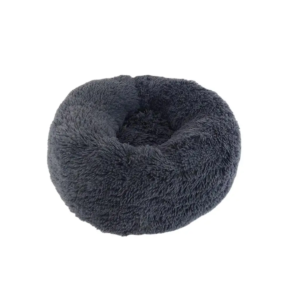 Dark gray Зимний теплый домик для домашних животных, Круглый длинный домик для кошачьего потомства, мягкий и удобный теплый подстилка для домашнего питомца - Цвет: Dark gray