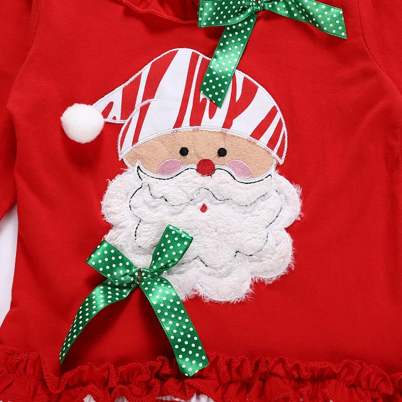 Одежда для маленьких мальчиков и девочек Детские наряды Рождественский топ с длинными рукавами и изображением Санты для девочек, футболка и штаны милый комплект одежды, одежда для девочек