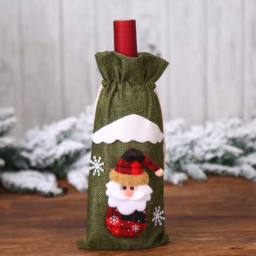 Santa Claus Рождественская бутылка вина крышка Снеговик Санта Клаус лося винная крышка Рождественская вечеринка украшения год сумки для винных бутылок - Цвет: Santa Claus