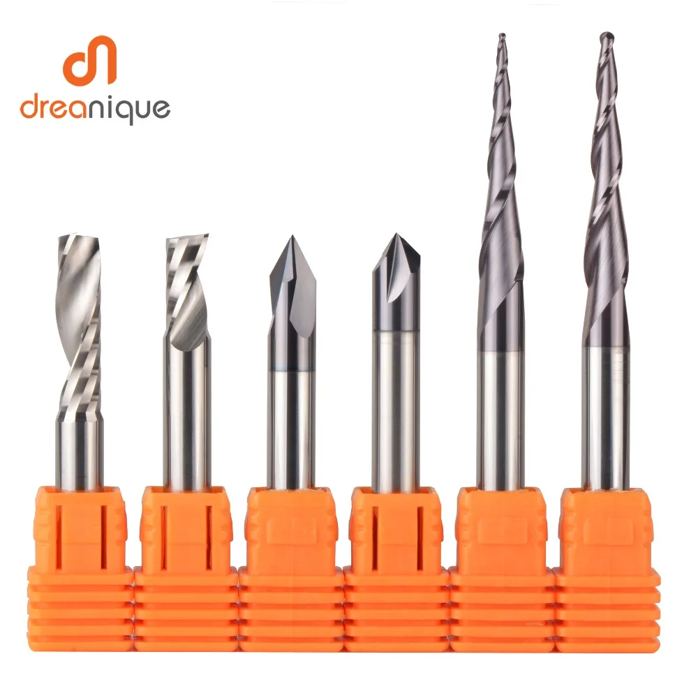 CNC Solid Carbide engraving bits milling cutter woodwork set 3.175mm 6.35mm 6mm shank router bits for carving wood tools