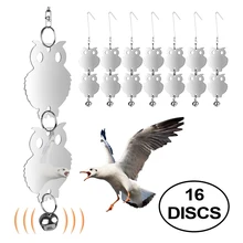 16PCS Bird Repellent Reflective Owl Shaped Bird Repellant with Bells Garden Plant Protector