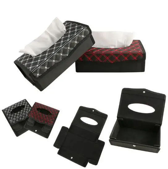 

Car Tissue Box PU Leather Armrest Type Red Wine Tissue Boxes Napkin Holder Auto Interior Accessories