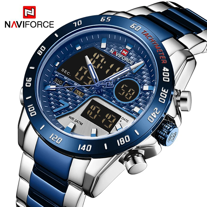 NAVIFORCE Luxury Brand Men Watch Military Digital Sport Wristwatch Mens Steel Strap Waterproof Clock Male Relogio Masculino 2020 2