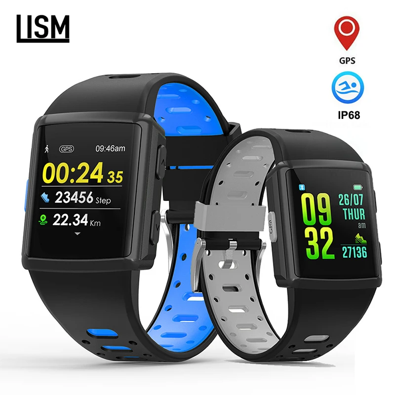 

2019 New Sport Smart Watch GPS IP68 Waterproof Heart Rate Monitoring Full Touch Screen Smartwatch Fitness Tracker for Men Women