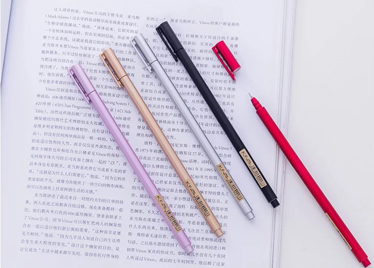 100pcs/Lot Gel Pen Wholesale Creative Metal Feel Neutral Pen 0.5mm Sarbon Black Student Office Writing Supplies GP779