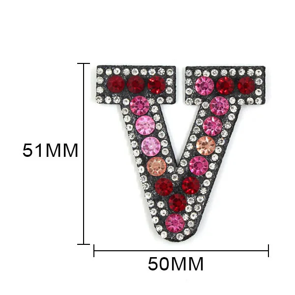 V Красные A-Z стразы, нашивки 3D 26 Английских алфавитов, нашивки для одежды, железные нашивки, английские буквы, стразы, аппликация "сделай сам" - Цвет: V