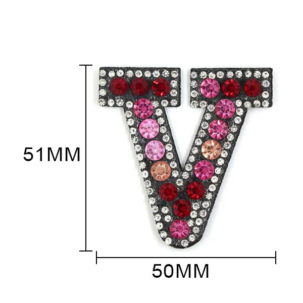 Красные A-Z стразы, нашивки 3D 26 Английских алфавитов, нашивки для одежды, железные нашивки, английские буквы, стразы, аппликация "сделай сам" - Цвет: V