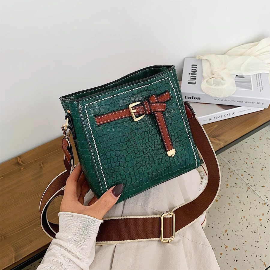 

Stone Pattern Small Bucket Bag PU Leather Crossbody Bags for Women 2020 Simple Style Women's Handbag Trending Shoulder Bag Purse