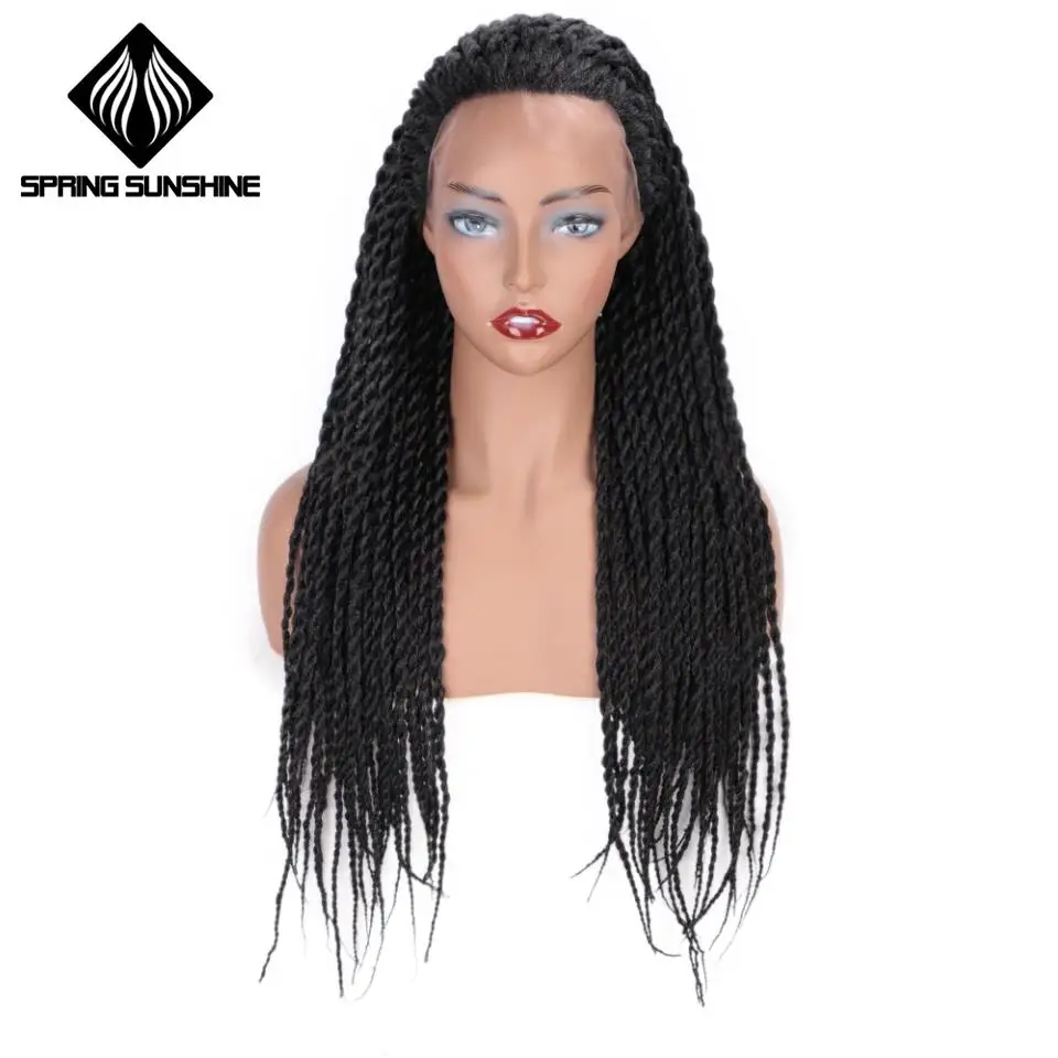 

Spring sunshine 26inch Synthetic Twist Braided Lace Front Wigs Senegalese Twist Braids Wig for Black Women