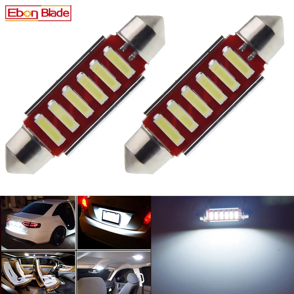 SUMOZO Festoon C5W Lampadine a led 31 36 39 42mm Canbus Error Free 6000K Luce bianca 6-SMD 5730 per luci interne Targa interna Targa luci della porta Confezione da 4 39mm