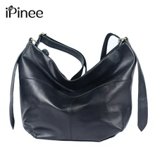 IPinee коровья кожа элегантная женская сумка через плечо черная модная сумка-мессенджер через плечо Большая вместительная сумка-тоут