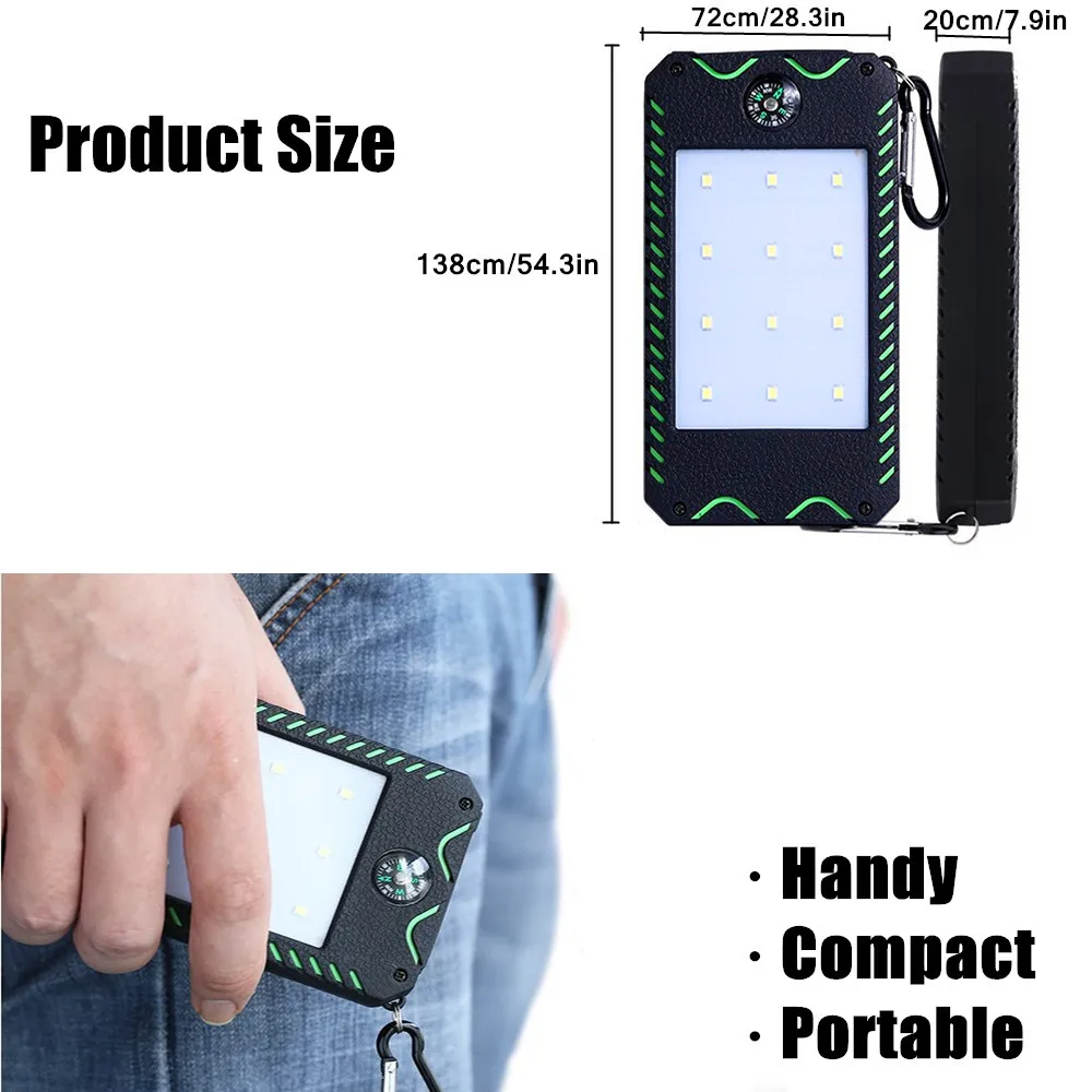Banco de Energia Acampamento à Prova Água com Bússola Luz ao ar Portátil Solar Livre Carregador Usb Duplo Viagem Dwaterproof Lâmpada Emergência Led 8000mah 10 Cheap Lâmpadas solares