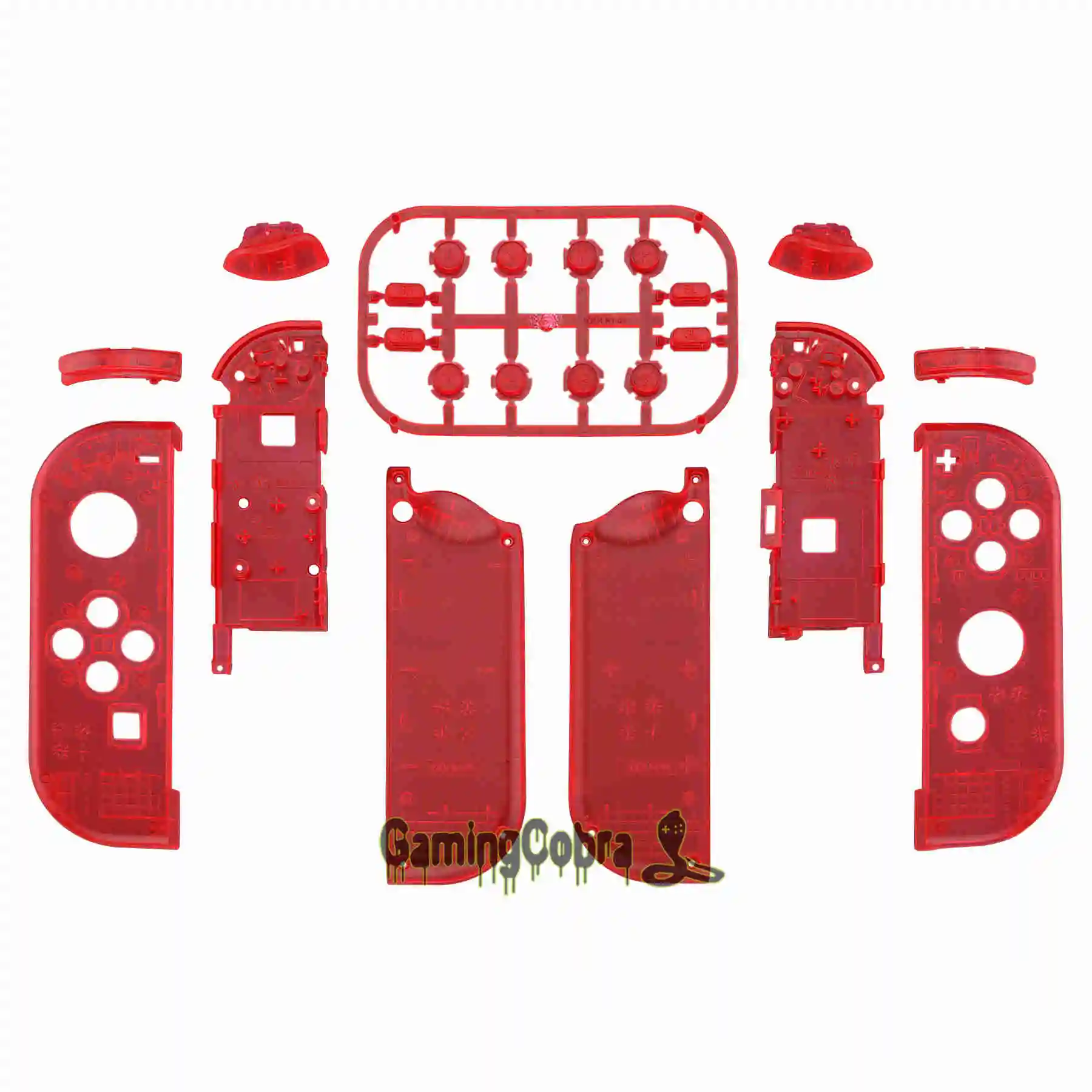 Clear Red Пользовательский прозрачный корпус чехол с полным набором кнопок для nintendo Switch Joy-Con контроллер - Цвет: Clear Red