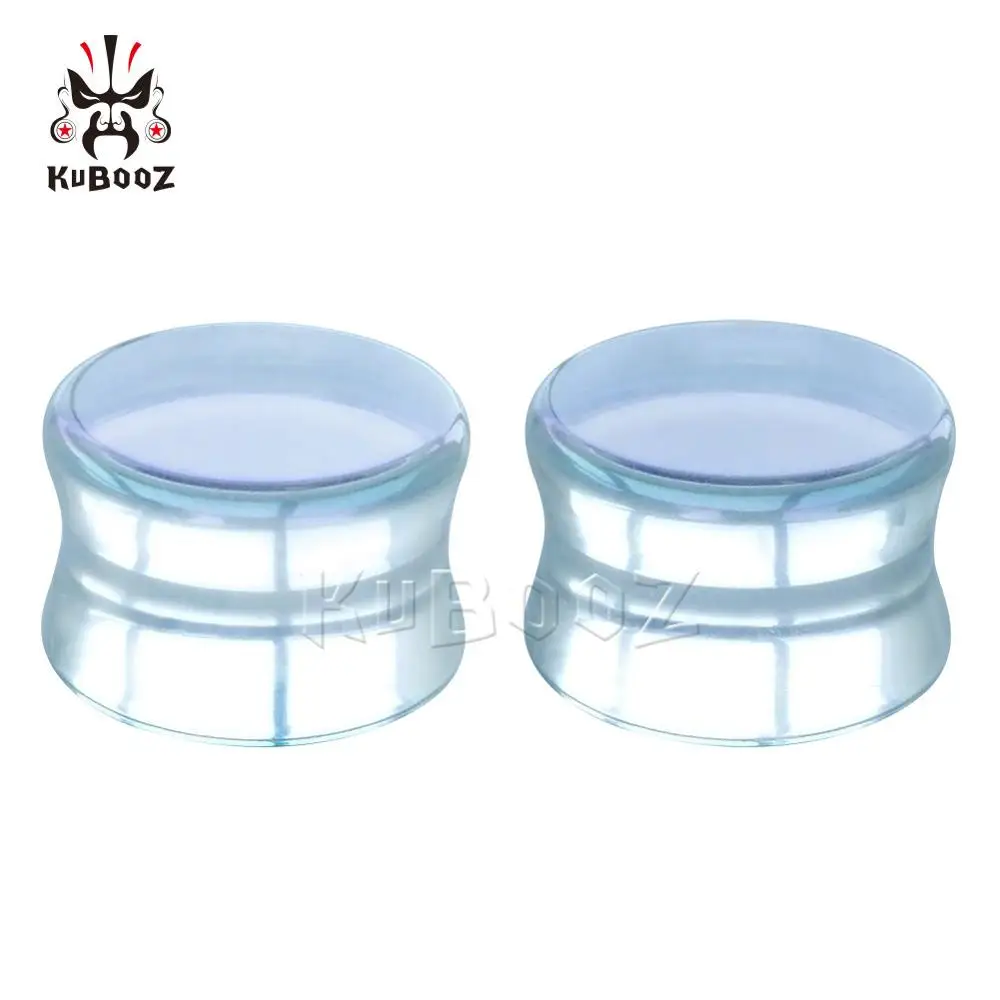Fashion Transparent Glass Colorful Ear Piercing Plugs Gauges Expanders Body Jewelry Earring Tunnels Stretchers 2PCS KUBOOZ piercing jewelry body piercing earrings ear piercing jewelry body piercing jewelry body jewelry