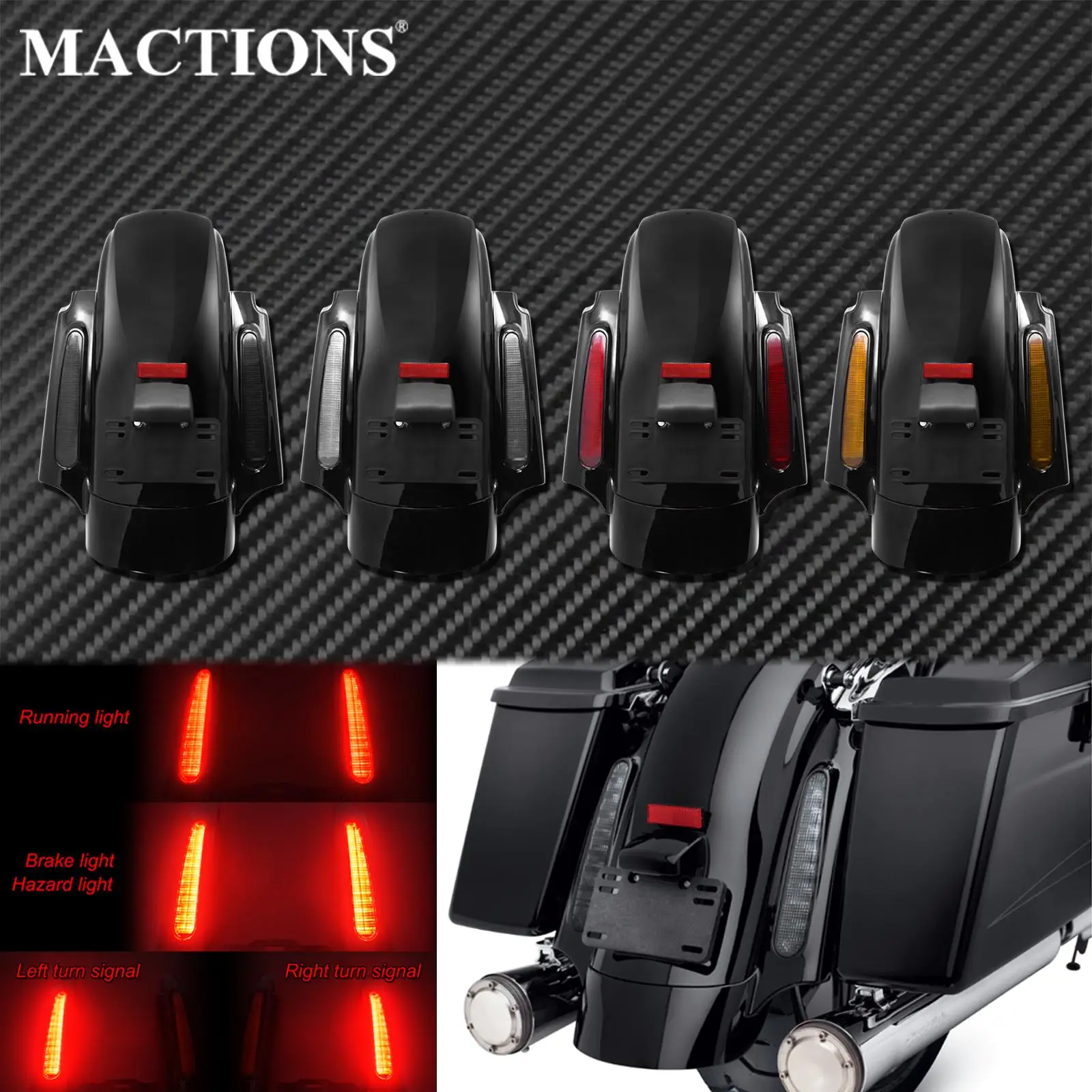Extensión de sistema de guardabarros trasero LED estilo CVO para motocicleta, conjunto de Fascia para Harley Touring Road King Electra Street Glide FLHX 09-2013