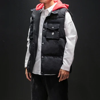 

M-5XL Winter Bodywarmer Sleeveless Jacket Men Casual Vest Men Brand Gilet Mens Warm Vest Hooded Waiste Coats Mens Down Warm