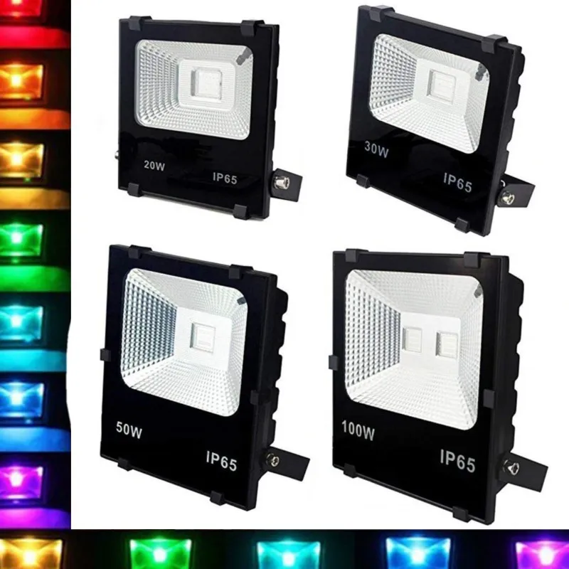 1 шт. RGB прожектор 100 Вт 50 30 20 10 Светодиодный отражатель лампа с дистанционным