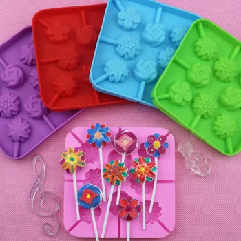 

Ruminate 8 Even Flower Lollipop Silicone DIY Hand-made Can Be Repeated Use Chocolate Mold 20 Bar