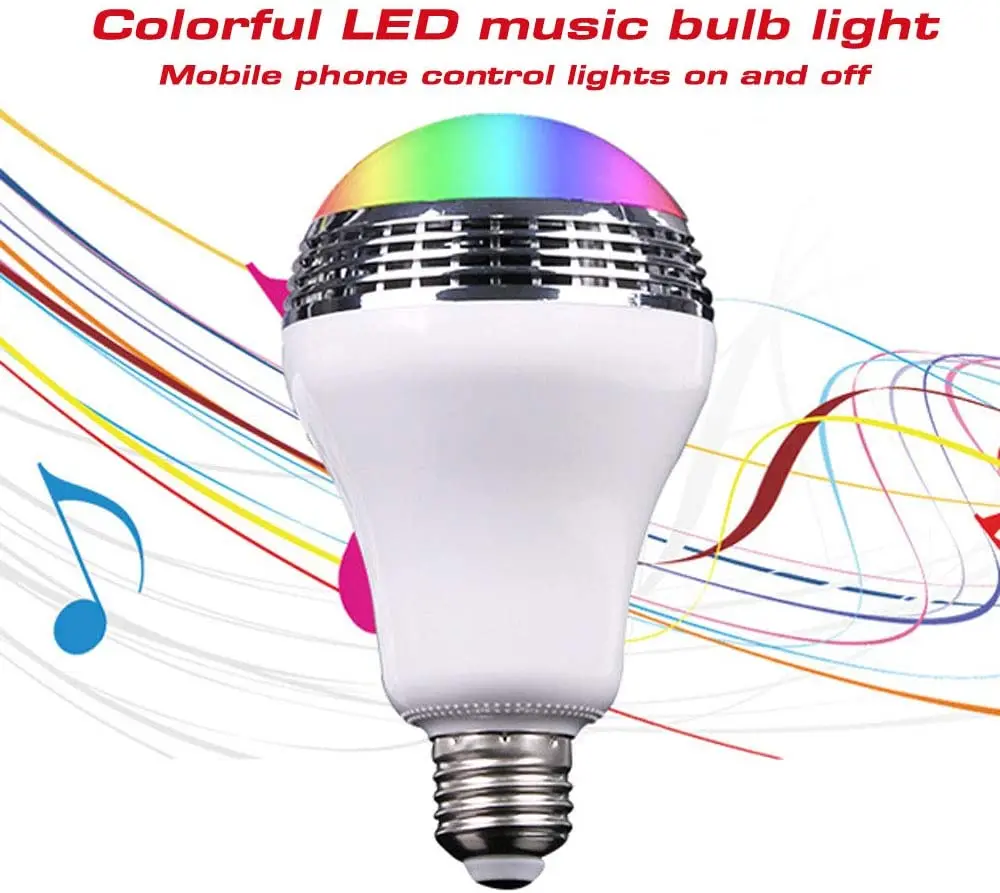 LED Smart Light Bulb with Bluetooth Speaker and APP Control Multi Color Changing Dimmable Dimmable Remote Control Music Lamp