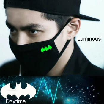 

Captain America Batman Spiderman Superman Luminous mask Dustproof Mouth Mask Washable Cotton Cartoon Face Mask For Women Men