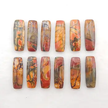 

Natural 12 PCS Of Multi-Color Picasso Jasper,Semi-precious stones, Jewelry accessories Cabochons,23x9x3mm，20.4g