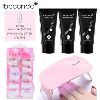 

15g Extend Builder Nail Kit Poly Gel Set Nail Quick Extension UV LED Hard Gel Acrylic Builder Gel with Nail Lamp