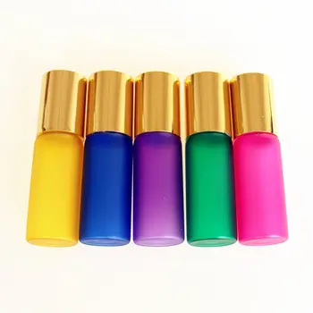 

50pcs/lot 5ml Glass Roll on Bottle with Stainless Steel Ball Perfume Roller Essential Oil Bottle Sample Test Vials